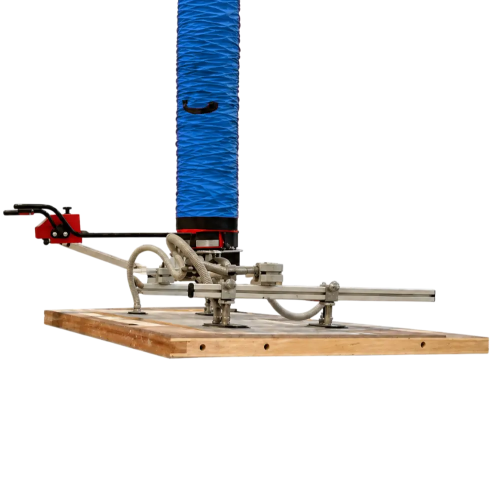 Wood panel vacuum lifter for plywood and solid wood panel handling equipment